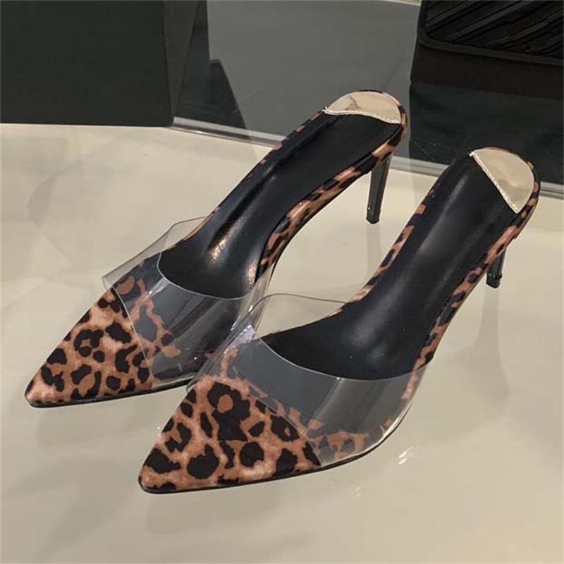 Fashion Eilyken Summer Sexy PVC Transparent Pointed Toe Slippers Women Pointed Toe Stripper Sandals Thin High Heels Slides Shoes