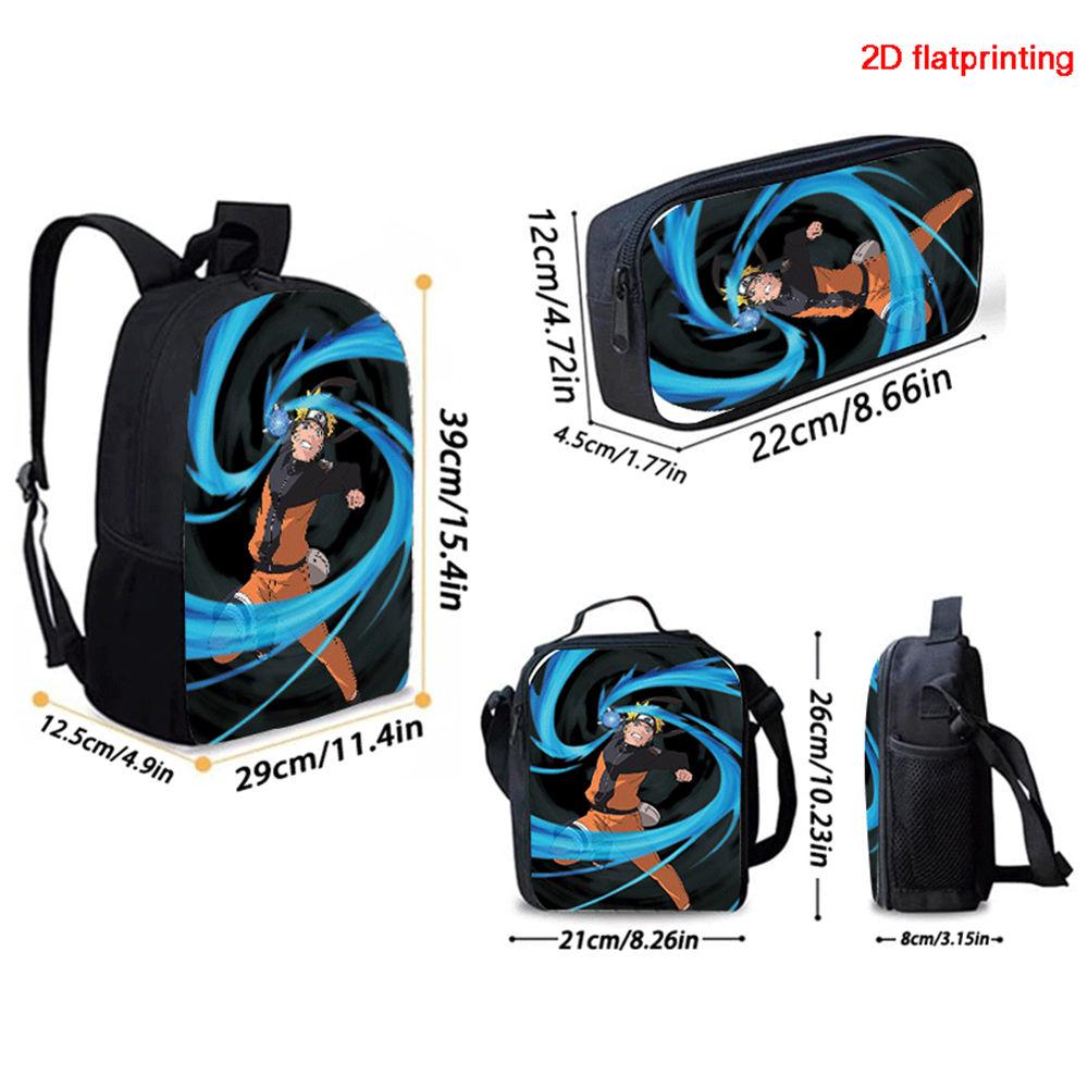 3Pcs Set NARUTO Kids School Backpack With Lunch Bag&Pencil Case,Lightweight&Durable,Cartoon School Bags For Ages 6-11 Boys&Girls