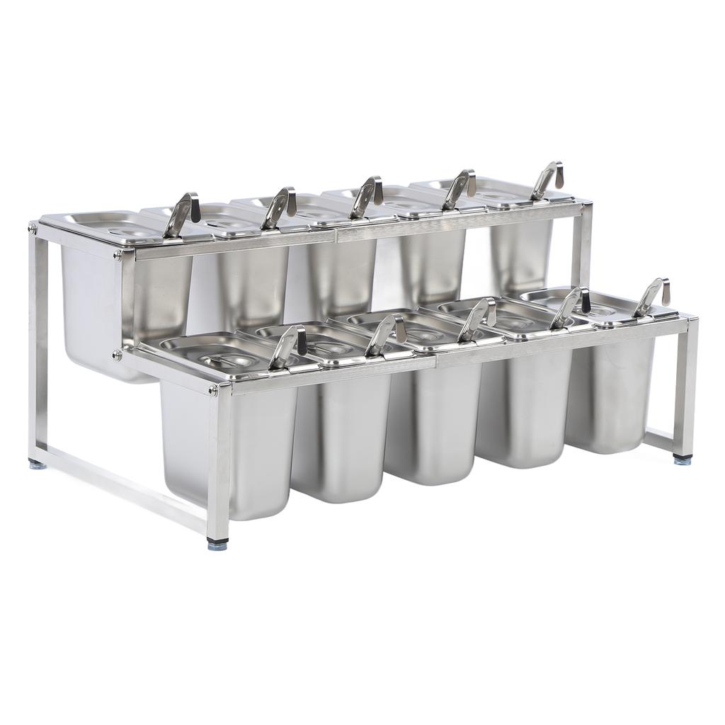 Telescopic Condiment Dispenser Dual Layers Stainless Steel Jam Pot Rack for Milk T Shop Household