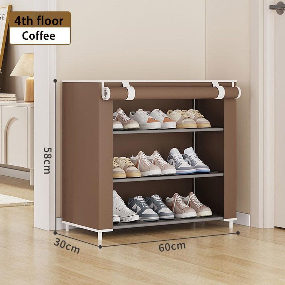 Шкаф для обуви Пылезащитный тканевый органайзер Простое хранение Многослойная полка для обуви Нетканые материалы Бытовая экономного типа Полка для обуви Шкаф коричневый