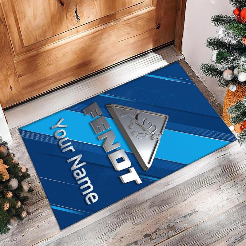 Fendt Crystal Velvet Rug, Custom Name Text Personalized Non‑Slip Floor Mat for Home Decor Gift