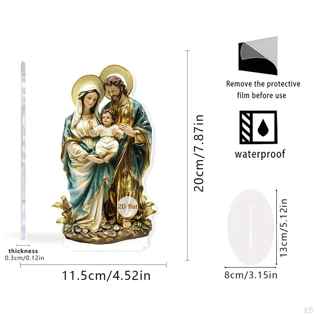 Decoración 2D Sagrada Familia, Arte y Artesanía Acrílica, Coleccionables, Adorno Navideño, Decoración Religiosa para el Hogar