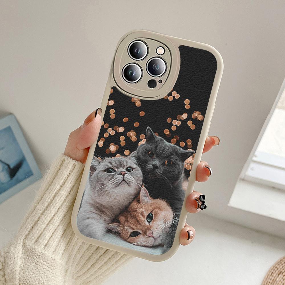 For Iphone 14 Funny Cartoon Cat Phone Case for Iphone 14 13 11 12 Pro MAX 13 12 MiNi 7 8 14 Plus SE2020 X XS XR Lambskin Covers