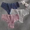 FINETOO 3Pcs Cotton Lace Patchwork Bikini Panties Women Seamless Floral Print Brazilian Pants Low Waist Breathable Female Sexy Lingerie