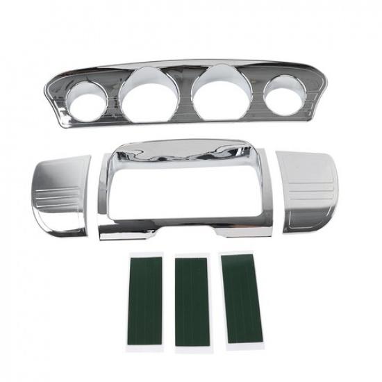 Chrome Tri Line Gauge Stereo Accent Cover For Harley Touring Electra Glide