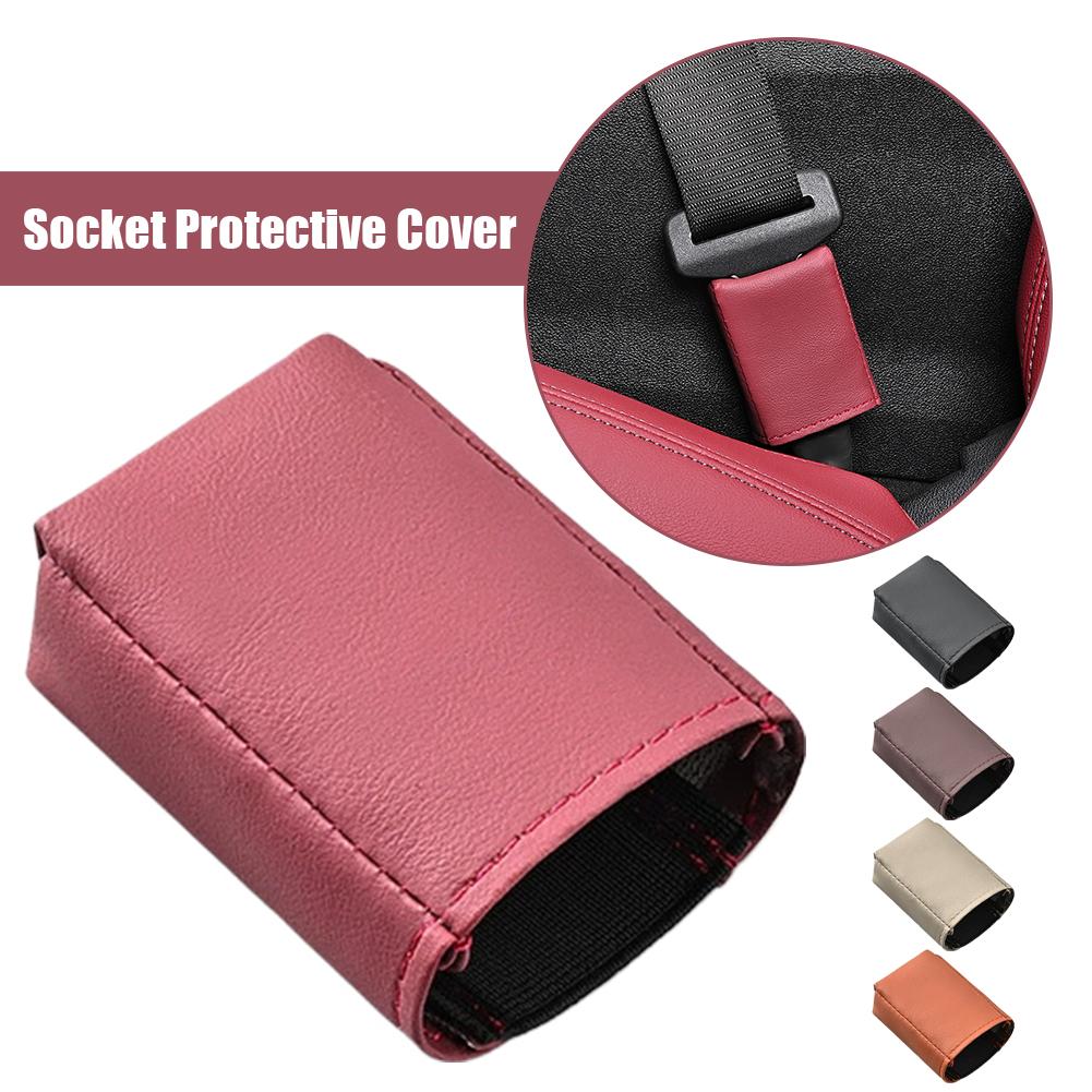 One Car Seat Belt Socket Protective Cover Decorative Leather Cover Protective Protective Leather Decorative Cover I5O3