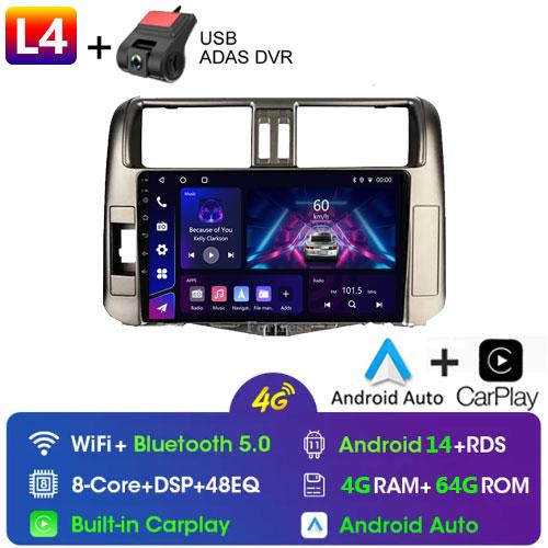 For Toyota Land Cruiser Prado 150 2009 - 2013 Car Radio Android 13 Video Multimedia Player GPS Navigation WIFI 4G LET Head Unit