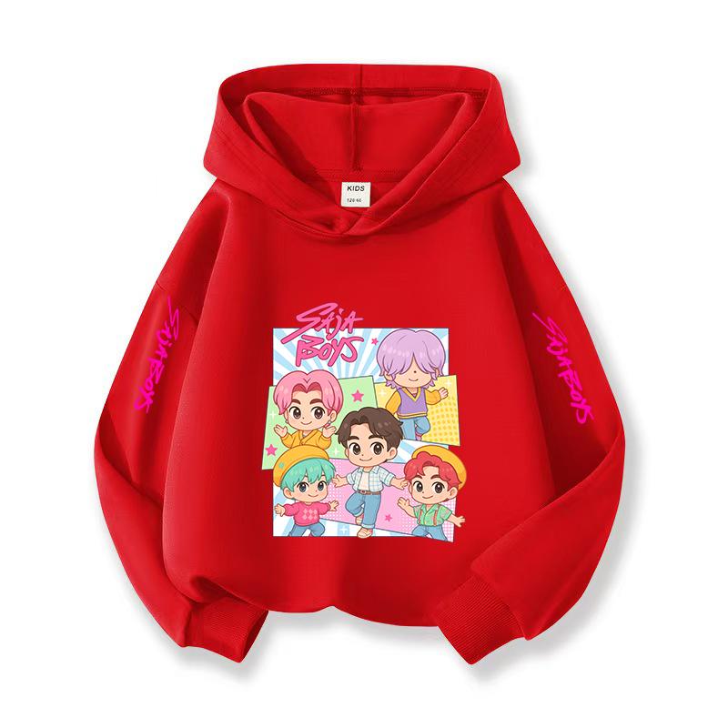 Kpop Halloween Kids Hooded Sweatshirt Christmas Casual Wear Korean Style Cozy Top For Children Girls Boys Holiday Gift