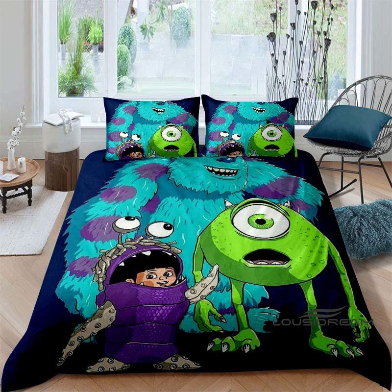 3-piece Monsters, Inc. Bedding Set, 3D Printed Cartoon Pattern Duvet Cover Set, Includes Pillowcases, Filling Not Included.