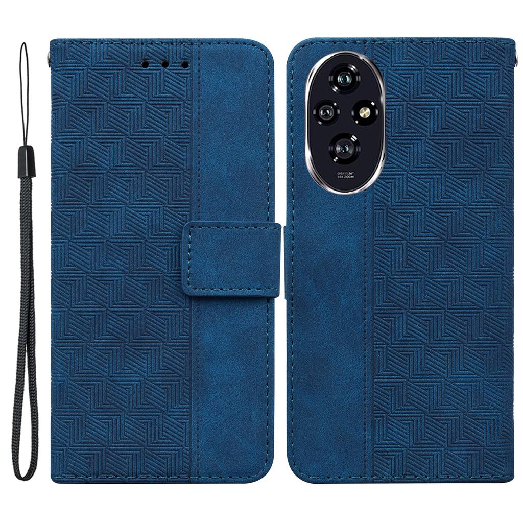 For Honor 200 5G Leather Case Geometry Imprint Wallet Phone Cover with Strap