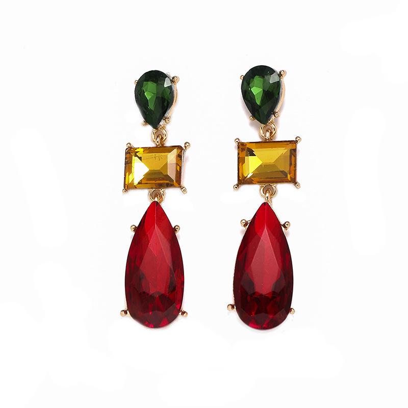 European & American Style Geometric Rhinestone Earrings for Women - High-End Japanese & Korean Light Luxury Niche Earrings