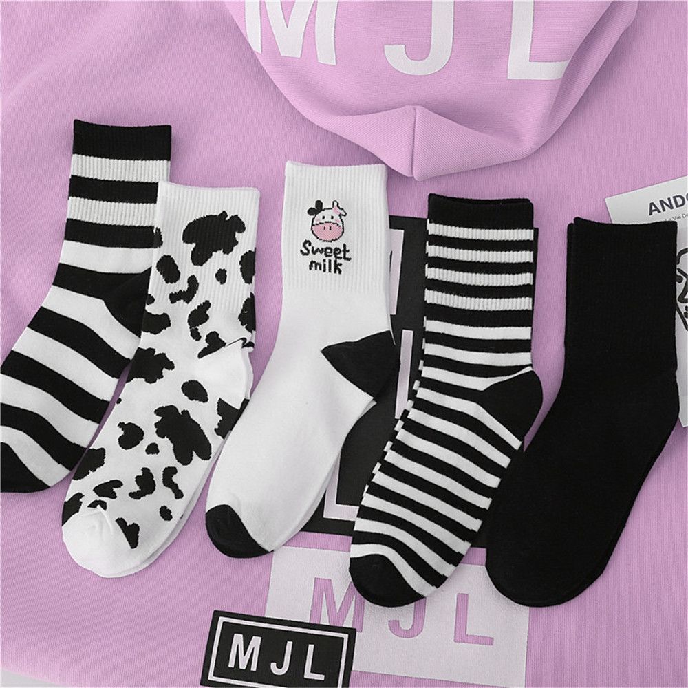 

1 Pair Girls Cotton Hosiery Autumn Winter Women Socks Short Socks Ankle Socks Cow Print