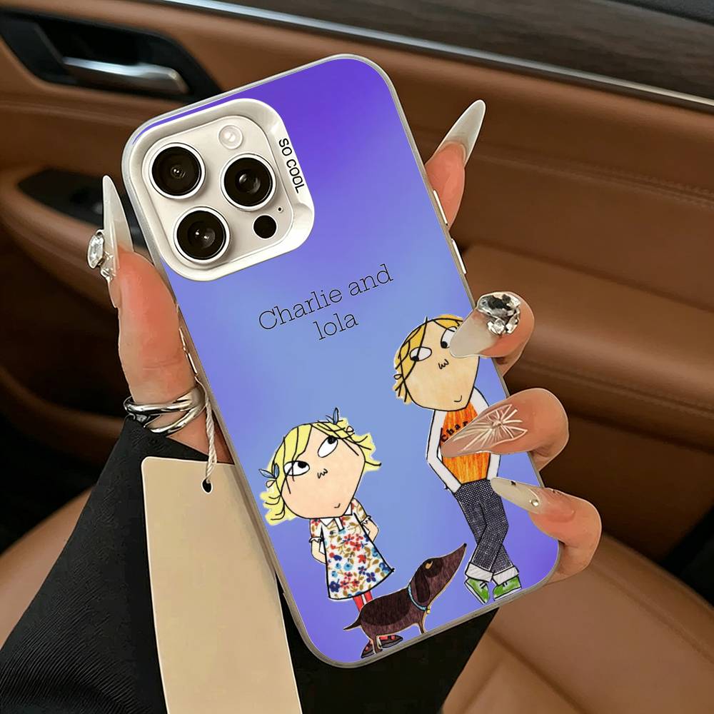 Animation Charlie and Lola Phone Case For iPhone 17,16,15,14,13,12,11 Plus,Pro Max,XS,White Silver  Phone Case