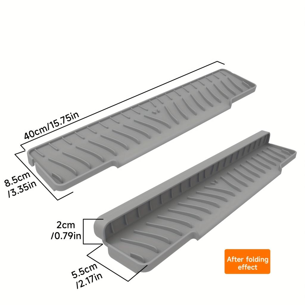 1pc Heavy-Duty Non-Slip Silicone Drainage Drying Mat - Foldable Sloped Sink/Countertop Drain Board with Narrow Edge