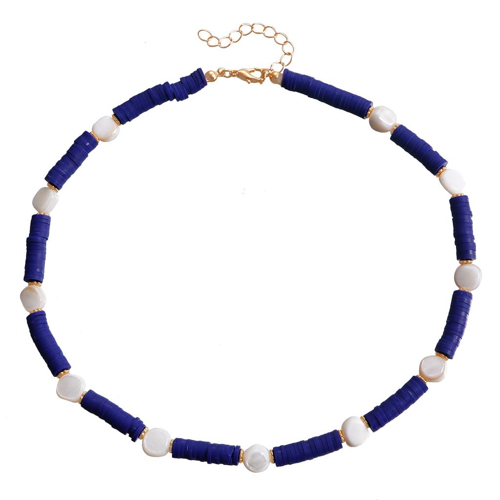 Bohemian Resort Beach Wind Colorful Pottery Sheet Beaded Necklace Women'S Wind Bracelet Charm