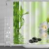 Venkovská krajina Sprchové závěsy Potok Kámen Lotos Buddha Koupelnový závěs Přírodní scenérie Vodotěsná Koupelna Domácí dekorace s háčky