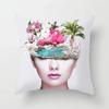 Ms. Hua's artistic portrait design Double-sided Printed pillow cover Short plush Suitable living rooms sofas throw cushion cover