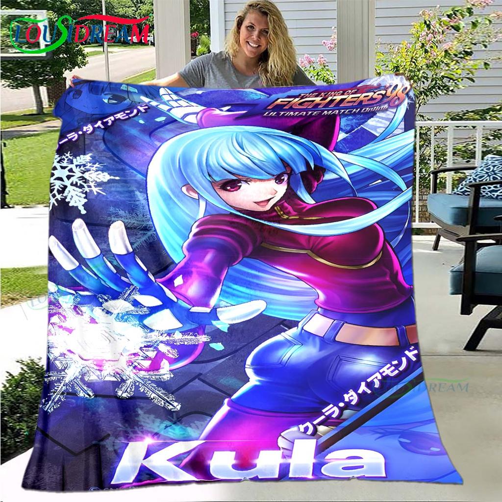 Hot Game The King of Fighters Pattern Blanket Flannel Thin Blanket Portable Home Travel Office Lunch Break Blanket Birthday Gift