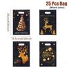 10/25/50Pcs Mixed Golden Elk Christmas Series Party Gift Tote Bag Opp Glitter Gift Bag Candy Bag Plastic Gift Return Bag