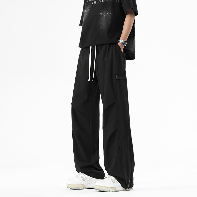 Overalls boys spring and autumn new straight loose mopping trousers high street casual versatile wide-leg trousers men