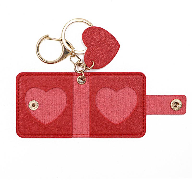 1PC Mini Photo Album Portable DIY Pockets Storage Bag Charms Cute Keychain Gift Faux Leather Memorial Photo Album Multicolor