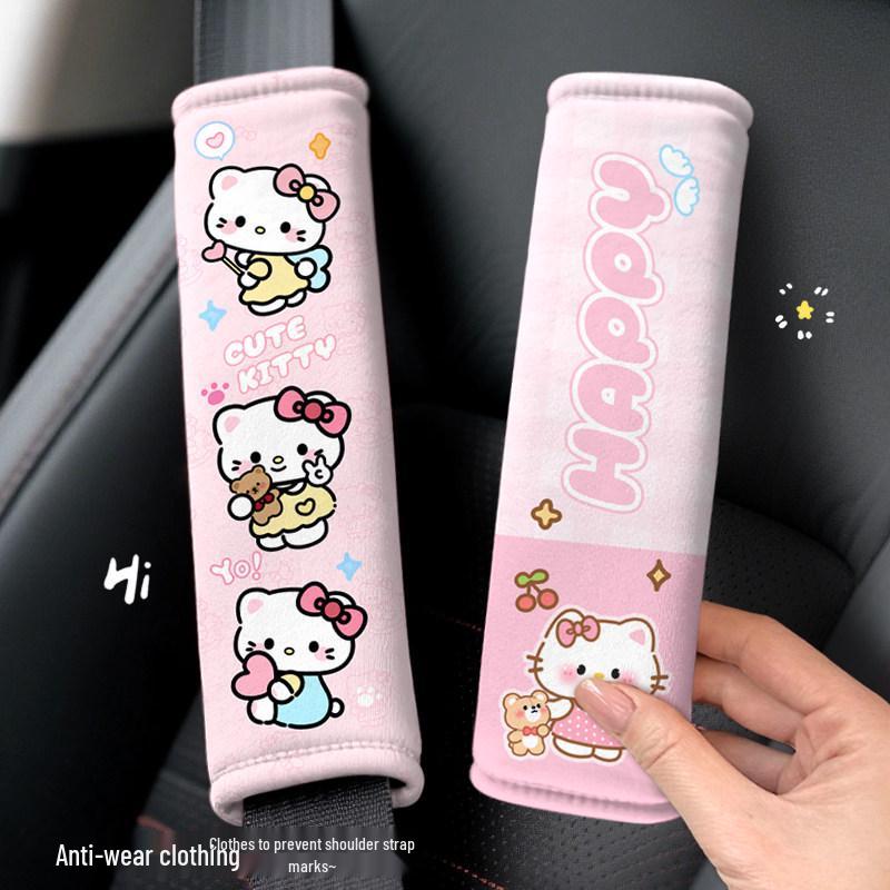Cute Cartoon Kitty Seat Belt Cover - Anti-Choking Car Interior Protector