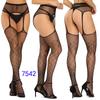Women's Sexy Crotchless Fishnet Suspender Stockings with Eye Jacquard Design - Style 7501