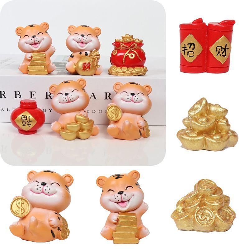 2022 Cny Chinese New Year Home Decorative Tiger Figurines With Creative Resin Design