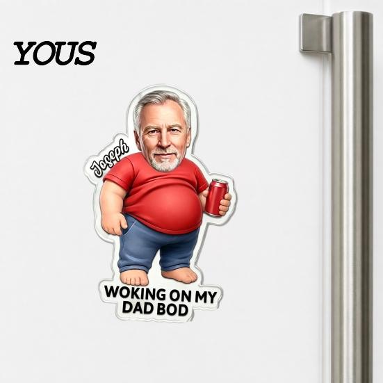 Stress Relief Fridge Magnet Daddy with Soft Tummy, Squeeze Dads Cabinet Belly Refrigerator Magnet, Photo Holder for Kitchen Decor