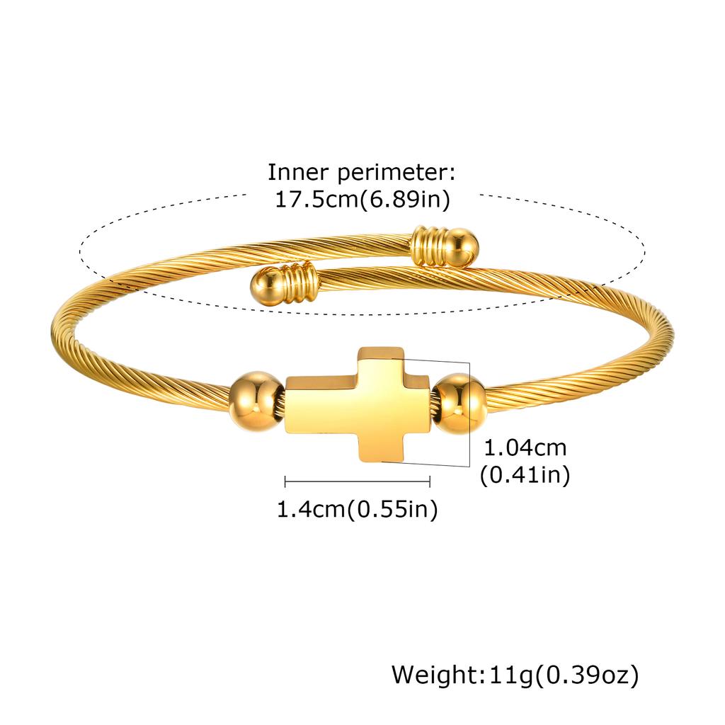 Stylish Cross Bangles for Men Boys,Glossy Stainless Steel Cuff Bracelet ,Faith Prayer Jewelry