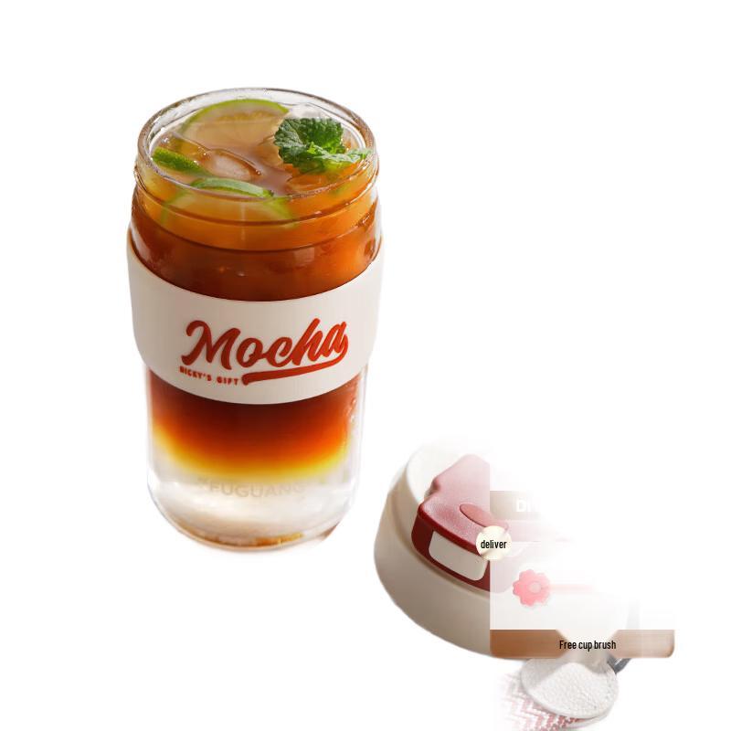 

FUGUANG Double-Layer Glass Straw Water Bottle for Women