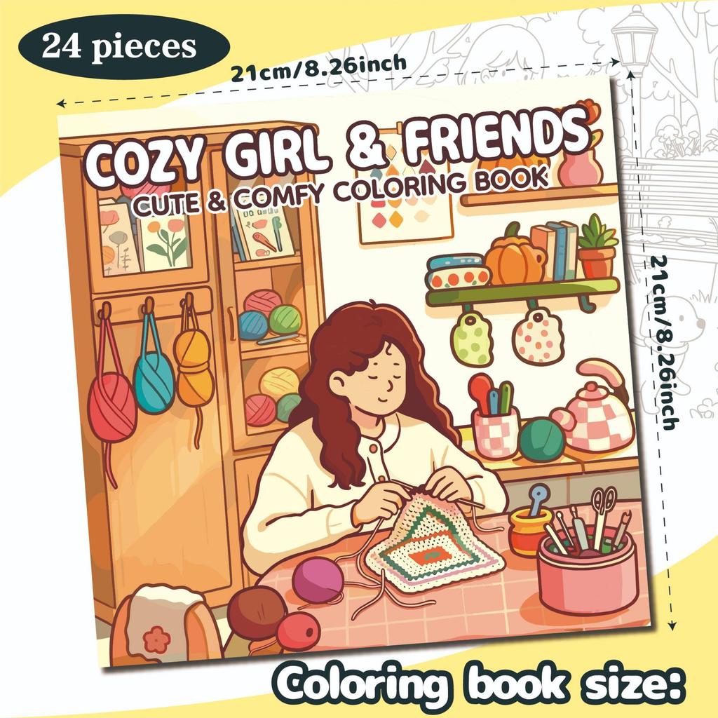 24 sheets Coloring book for stress relieving girls, casual and comfortable coloring book