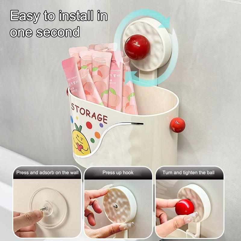 Wandmontierter Zahnbürsten-Zahnpasta-Aufbewahrungshalter Becher-Set Regal Gesichtstuch-Aufbewahrungsbox Saugfuß-Ablage Badezimmerzubehör