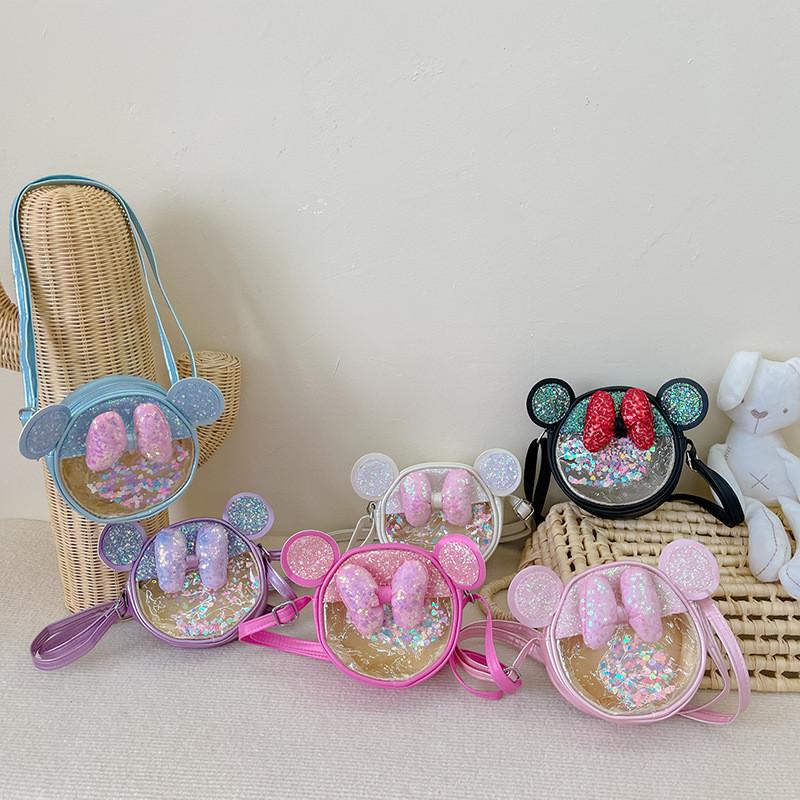Adorable Fashionable Kids Crossbody Mini Sequin Coin Purse With Bow Design
