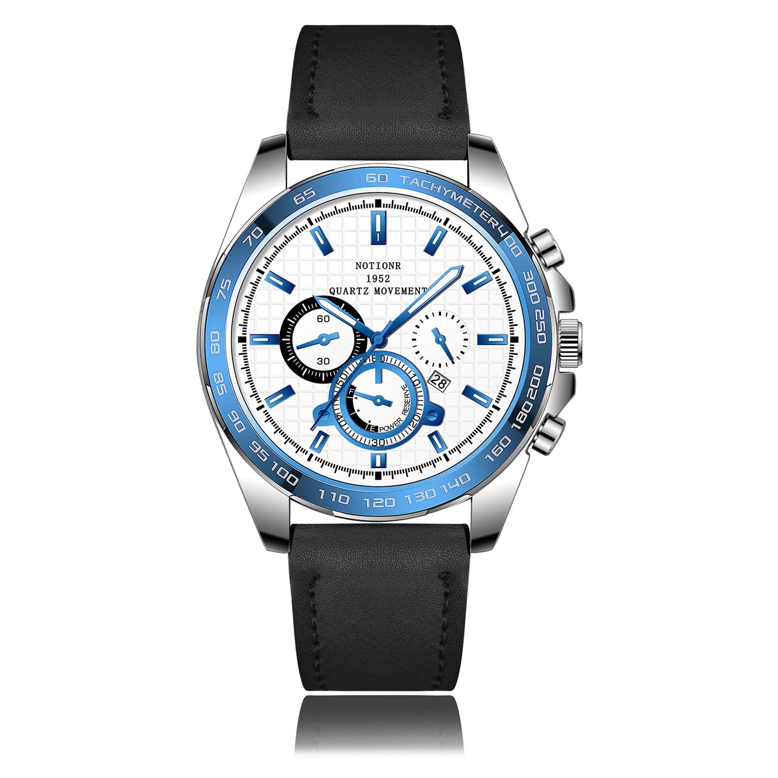 

Чоловічий спортивний годинник Чоловічий кварцовий годинник із кількома циферблатами Повсякденний чоловічий годинник Шкіряний годинник Військовий годинник Годинник з календарем срібний/білий