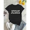 European sizes Jesus Inspirational Quote T-Shirt Casual Crew Neck Tee with Medium Stretch, Short Sleeve Top with Alphabet Pattern for All Seasons