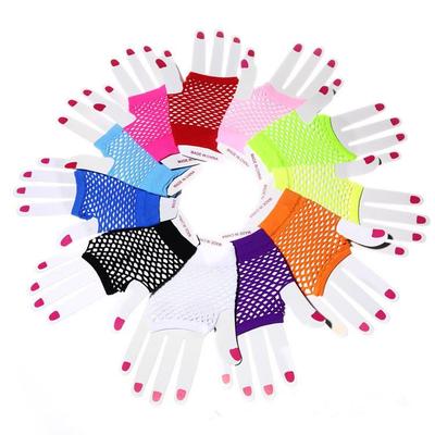 Gants élégants en résille de nylon à demi-doigts - Design décoratif européen et américain
