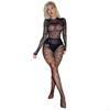Women Sheer Mesh Bodystocking Moon Patterned Lingerie Long Sleeve See Through Bodysuit Fishnet Jumpsuit Tights
