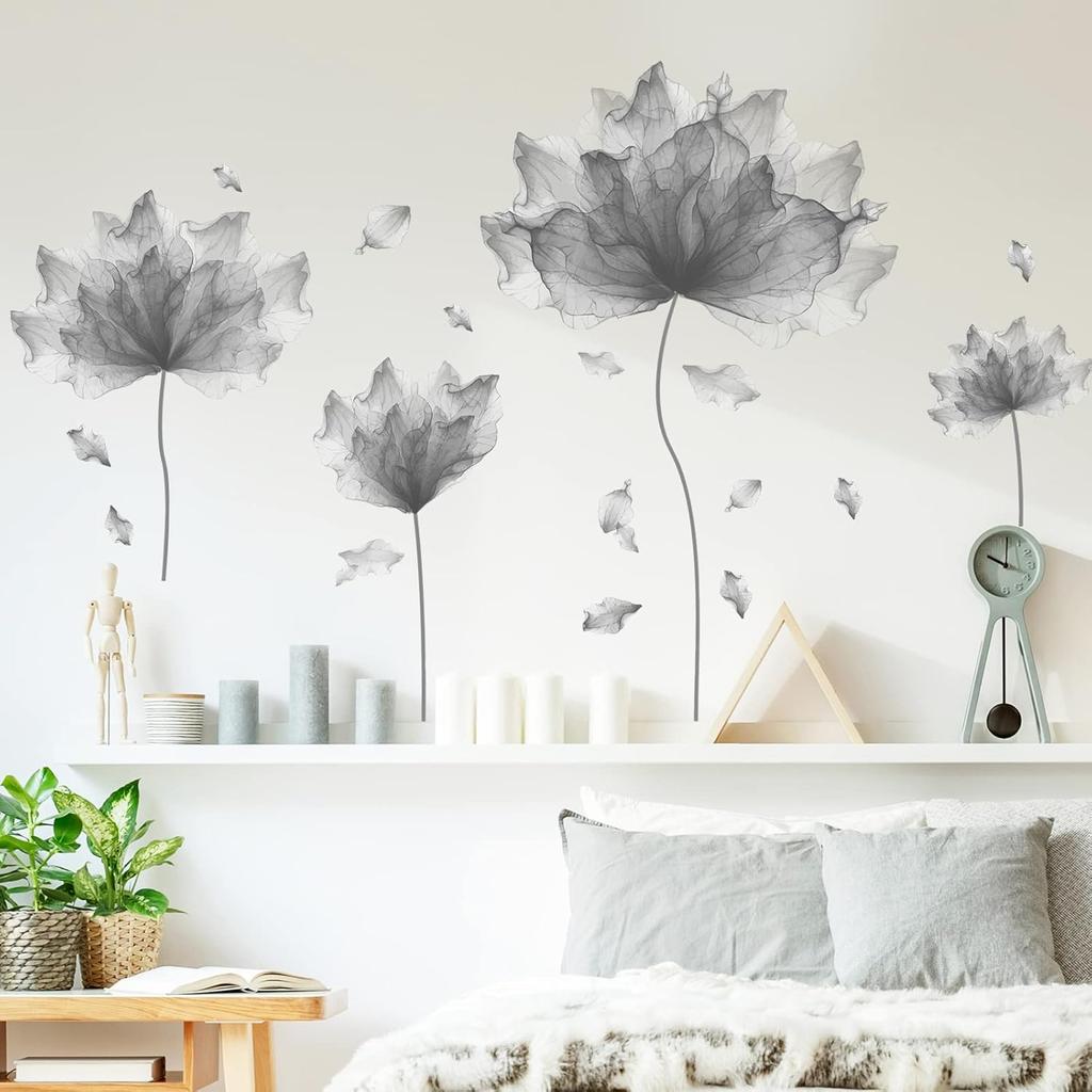 39.3'' x 32.6'' Huge Flower Petal Wall Decals Living Room Floral Wall Stickers Removable Peel and Stick Waterproof Wall Art Decor Stickers for