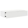 Wall Mounted Shelf with Drawers White 80 x 33 x 17 cm Engineered Wood