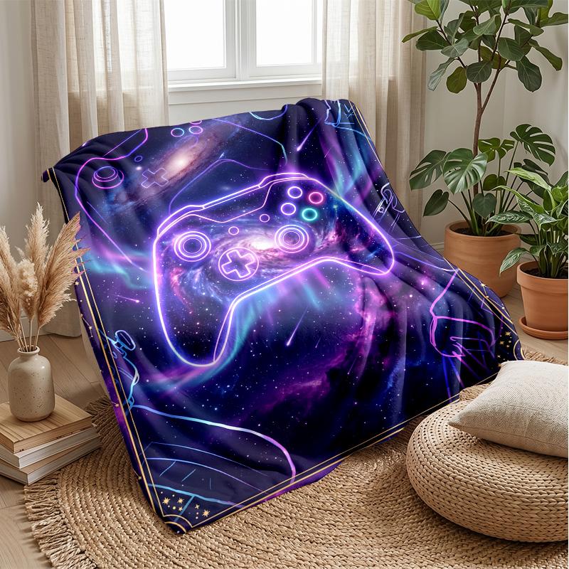 Neon Retro Game Controllers Theme blanket Lightweight Warm Flannel Blanket Decorative Throw Blanket for Home Decoration
