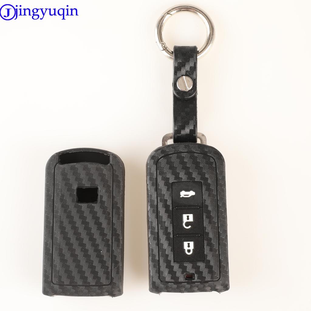 Jingyuqin Carbon Silikon Auto Schlüsselhülle Abdeckung 3T Smart Key Für Mitsubishi Outlander 2016 Lancer 10 Pajero Sport ASX L200
