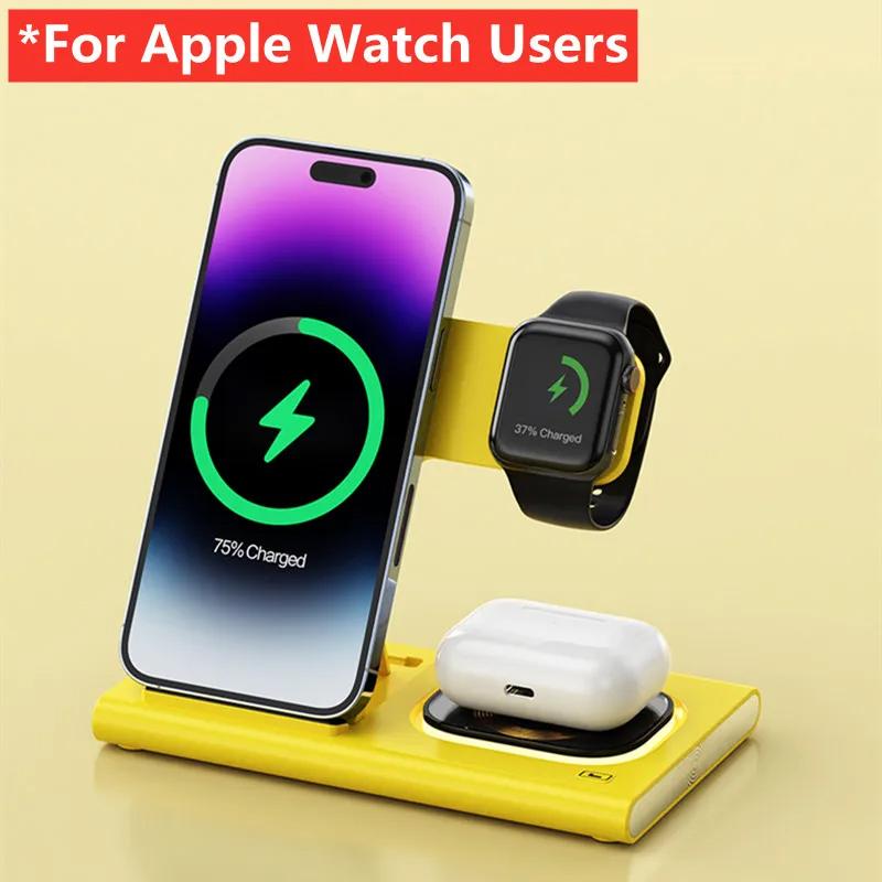 30W 3 In 1 LED Foldable Wireless Charger Stand For Samsung S24 S23 S22 Watch 6 5 4 Active 1 2 Galaxy Buds Fast Charging Station