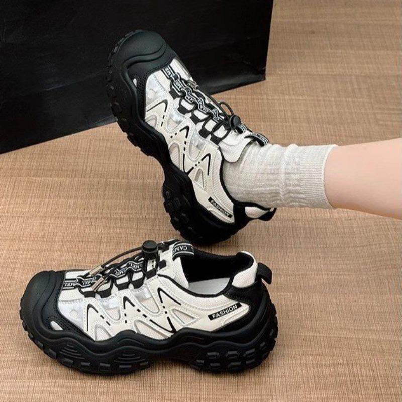ins shoes women's fashion outdoor casual hiking shoes mesh lace-up retro platform sneakers