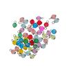 50Pcs Mix Color Frosted Glass Beads Pendant Charm Jewelry Makings Silver Pin