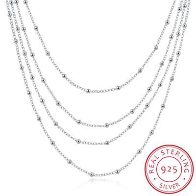Elegantes Damen-Accessoire, mehrschichtiges Perlen-Design, lange Kette, 925er Sterlingsilber, modische Statement-Halskette für Hochzeit, Party