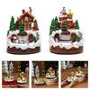 Weihnachtshütte Resin Spieluhr mit drehender Eisenbahn, beleuchtet mit LED, musikalische Weihnachtsfiguren, Weihnachtsdekoration