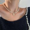 925 Sterlingsilber Französische Retro Süßwasserperlenkette für Damen - High-End Kleiner Reisperlen Choker mit Anhänger