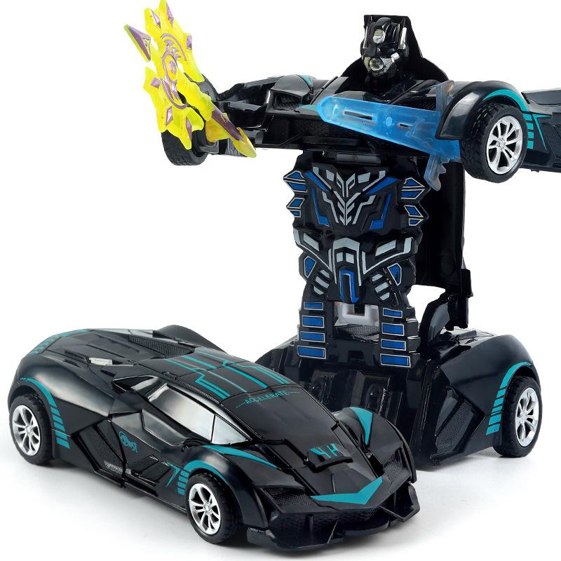 Children's 2025 new toy graffiti inertia deformation car racing one-click deformation robot