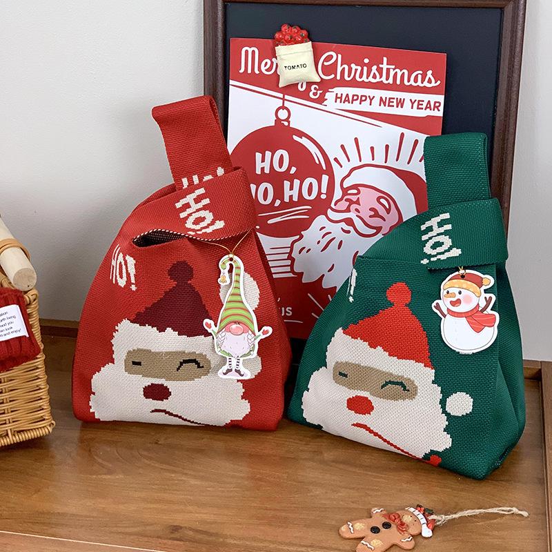 Festive Christmas Knit Tote Bag: Creative Handbag for Gifts & Candy